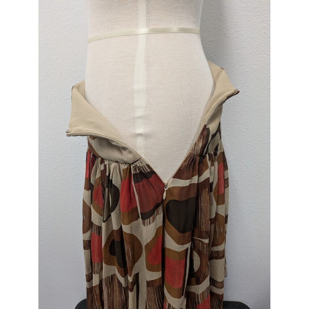 Kenneth Cole Beige Brown Red Polka Dot Silk Flare Skirt sz 12 Officewear Neutral - Picture 6 of 8